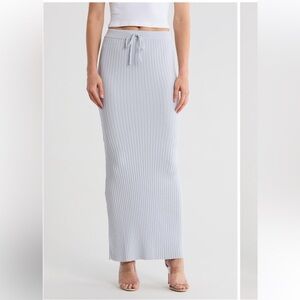 NWT Good American Terry Ribbed Icy Blue Gray Maxi Skirt Sz XL